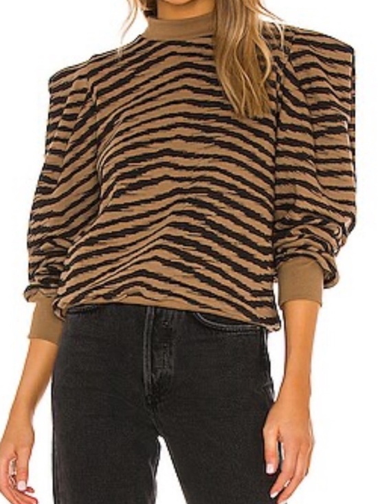 Agolde Tops - AGOLDE Folded Sleeve Mock Neck Sweatshirt in Serpentine Tigress SZ M EUC